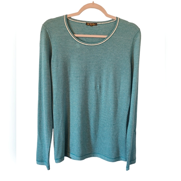 Loro Piana Tops - Loro Piana 100% Cashmere Striped Long Sleeve Top